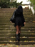 German woman in leggins