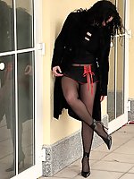 German model in stockings and high heels