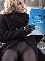 German model in stockings and stilettos