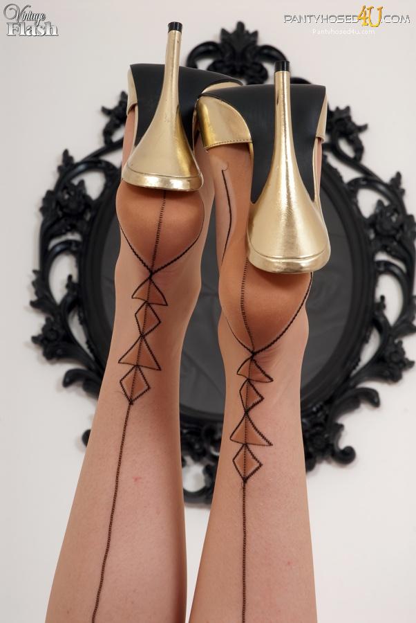 English young lady in vintage nylons